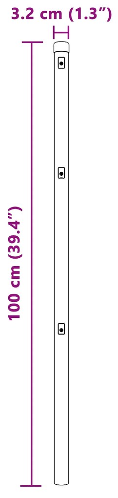 Postes de cerca vidaXL 52 pcs Ø32 mm 100 cm Aço galvanizado