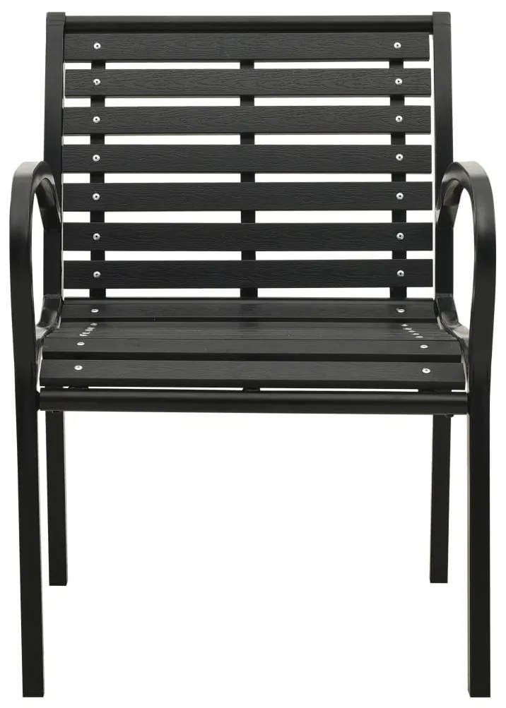 Cadeiras de jardim 2 pcs aço e WPC preto