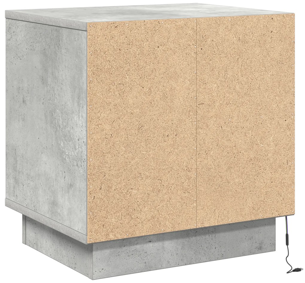 Criado-mudo com Luzes LED Cinza Betão 44x34,5x45 cm