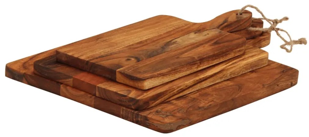 Tábua de cortar 3 pcs madeira de acácia maciça