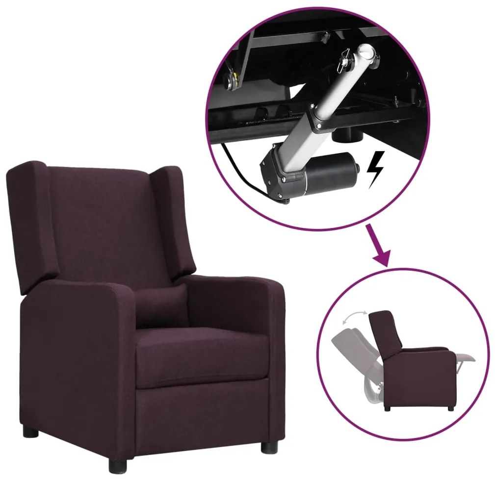 vidaXL Poltrona elevatória tecido roxo
