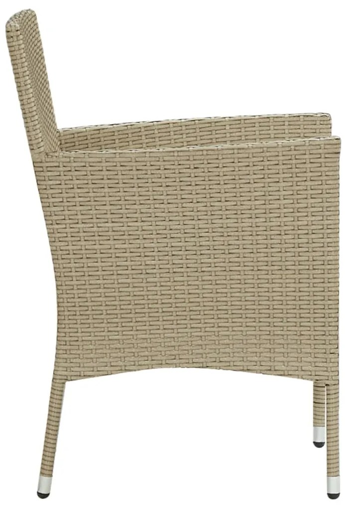 7 pcs conjunto de jantar para jardim vime PE bege