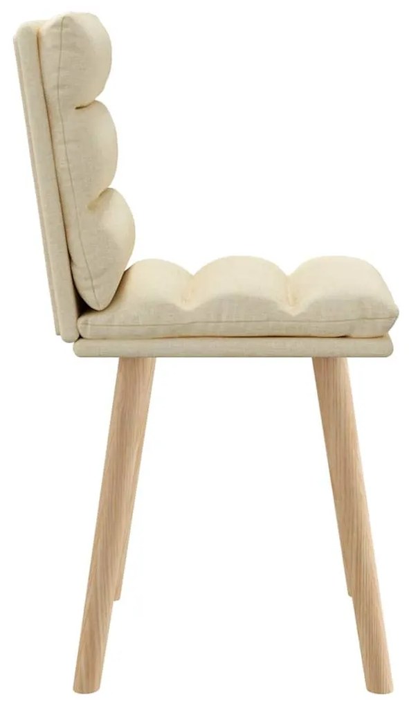 Cadeiras de jantar 2 pcs tecido cor creme