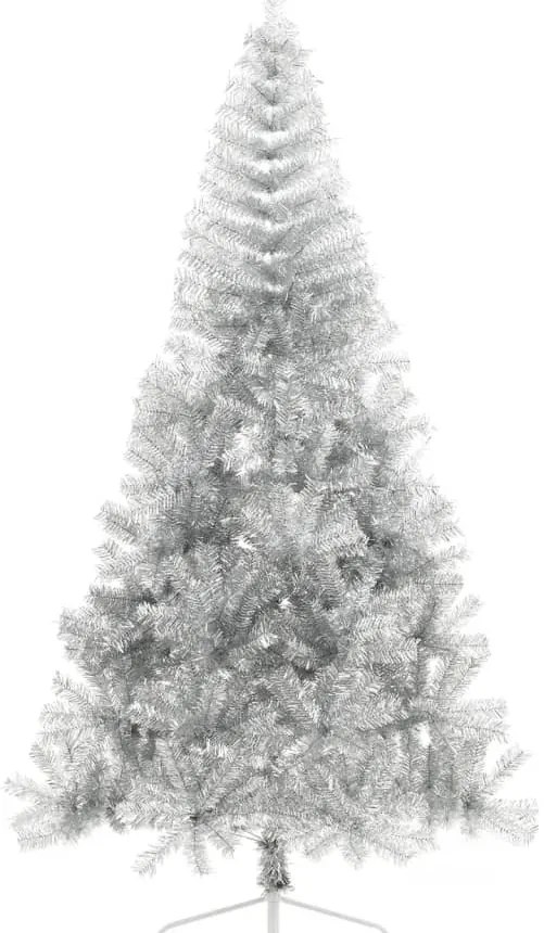 Meia árvore de Natal artificial com suporte 240 cm PET prateado