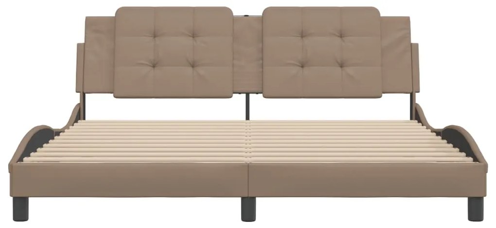 Estrutura cama cabeceira 180x200 cm couro artificial cappuccino