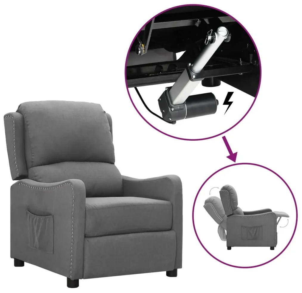 vidaXL Poltrona elevatória tecido cinzento-claro