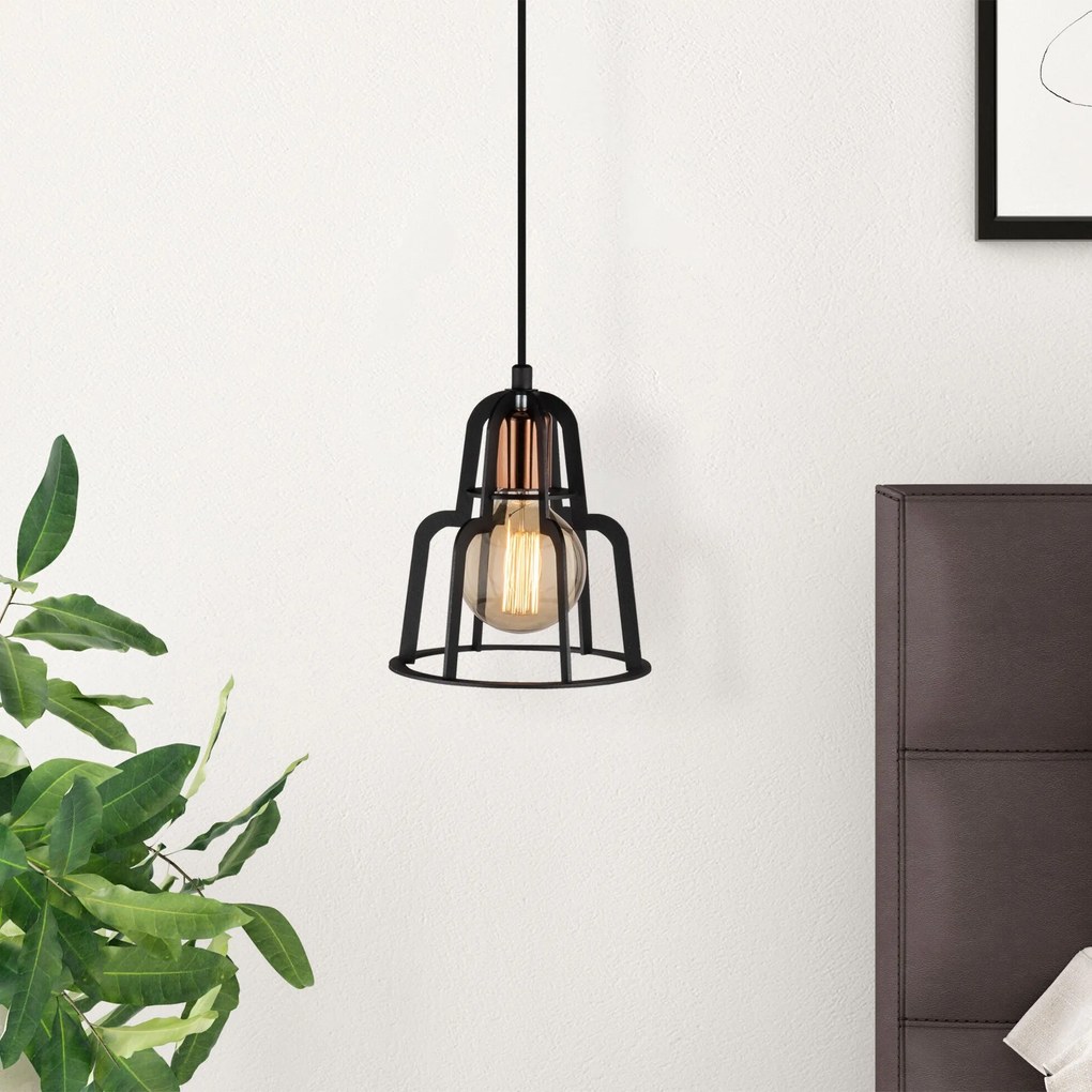 Candeeiro de Teto Endustri – Preto – Diâmetro 20 cm, Altura 116 cm