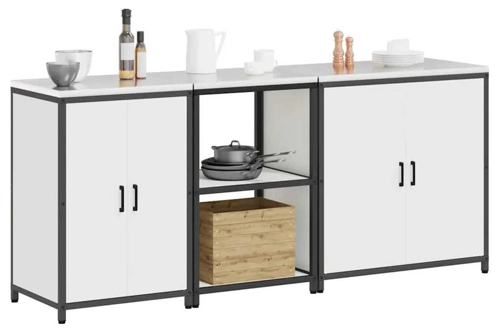 Conjunto de Armazenamento de Cozinha 3 pcs Branco