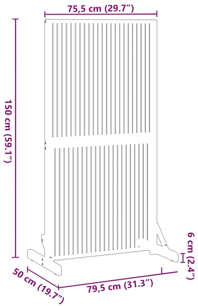 Tela de Privacidade vidaXL Interna/Externa 150 cm Madeira Sólida de Ac