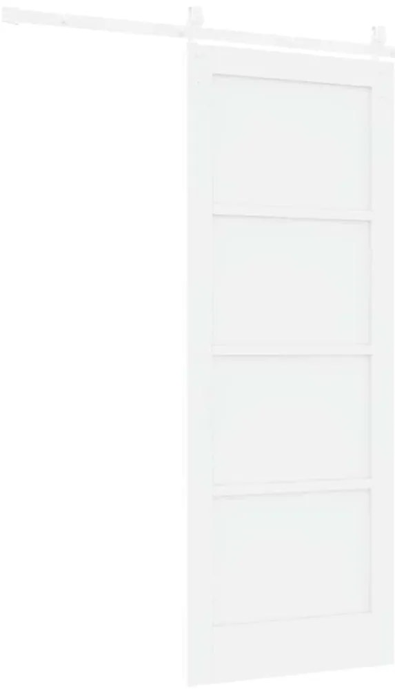 Porta Deslizante com Kit de Componentes Branca 78x202 cm Madeira Sólid