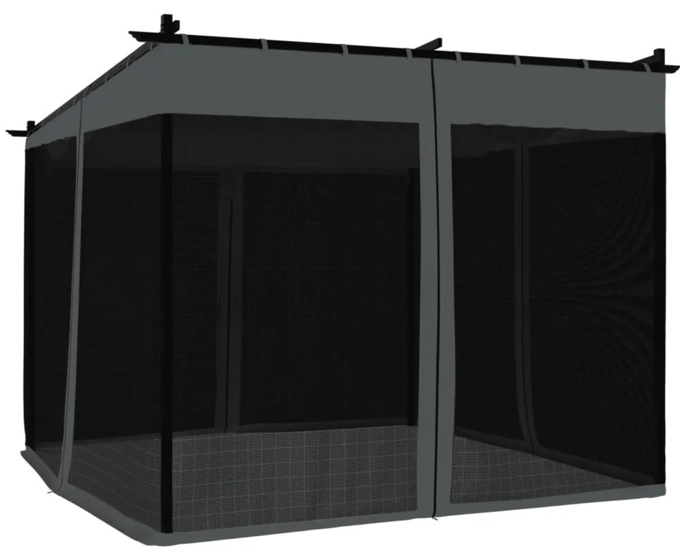 Gazebo com paredes de malha 3x3 m aço antracite