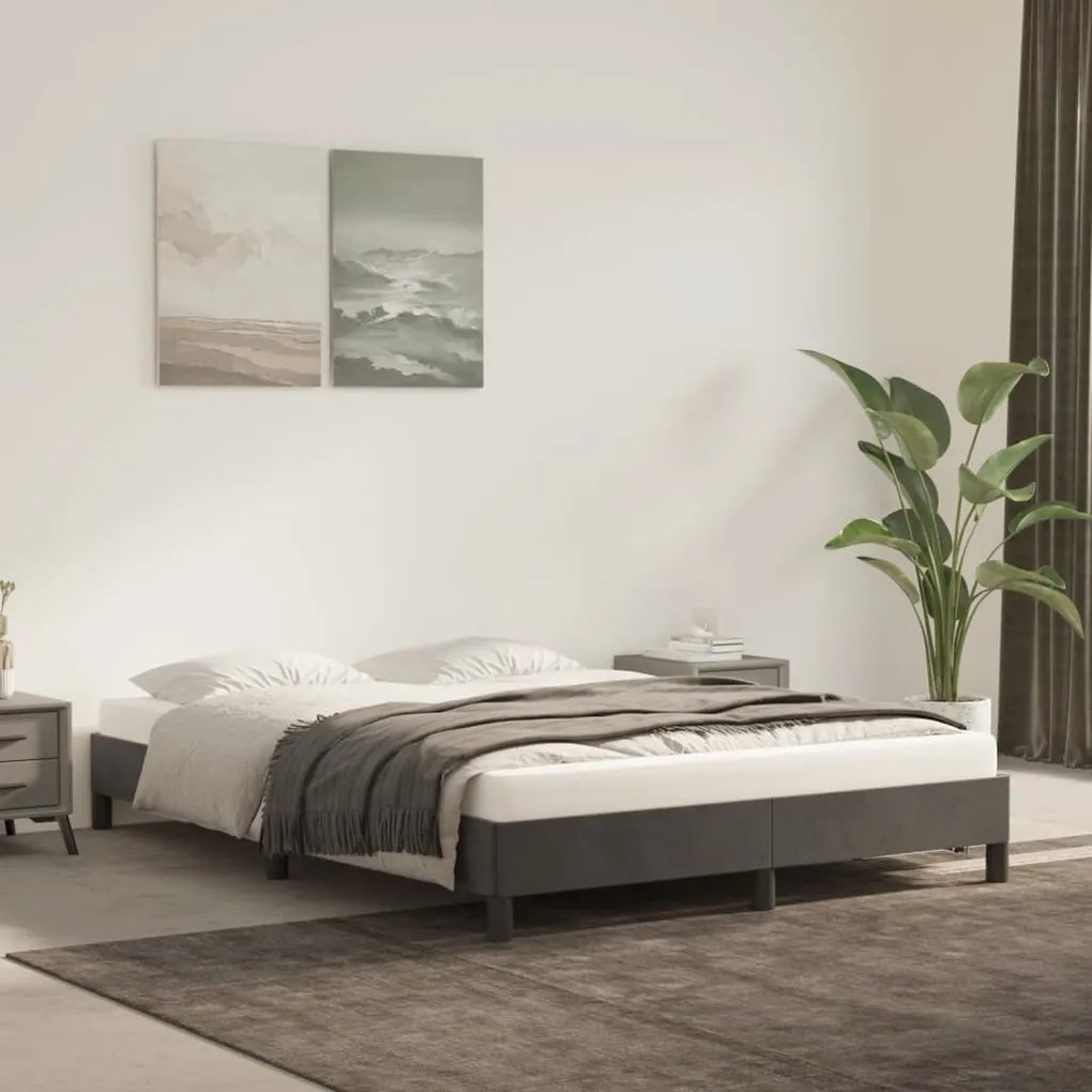 Estrutura de cama sem colchão 140x200 cm veludo cinzento-escuro