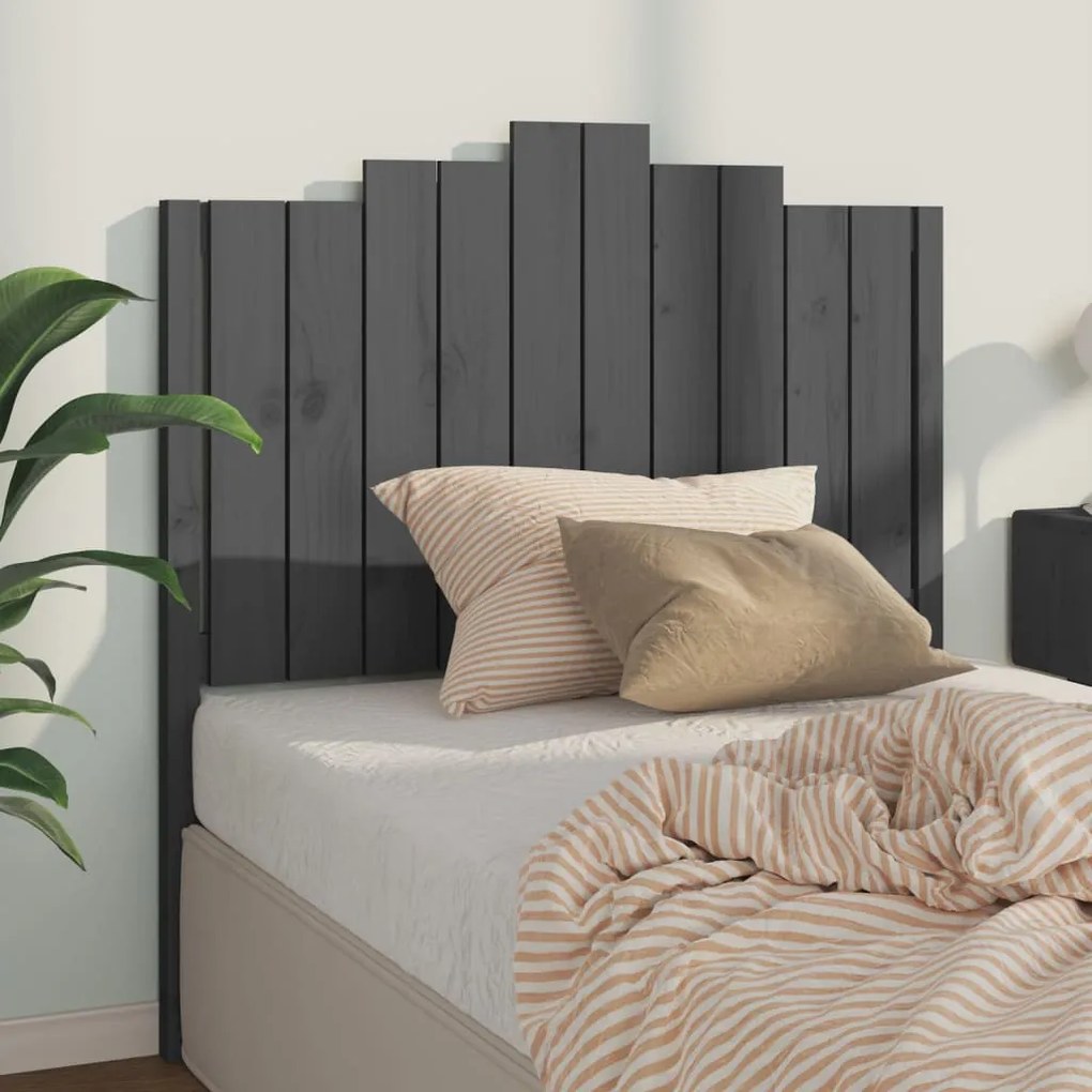vidaXL Cabeceira de cama 106x4x110 cm pinho maciço cinzento