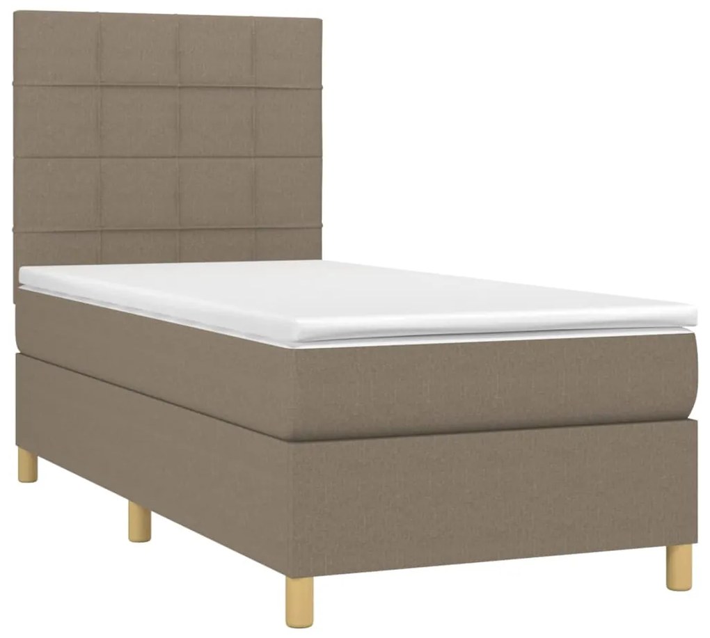 Cama box spring + colchão/LED 80x200cm tecido cinza-acastanhado