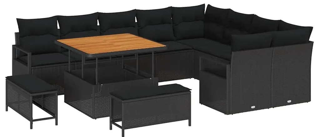 Conjunto de Sofá de Jardim - 12 Peças com Almofadas em Rattan Sintétic