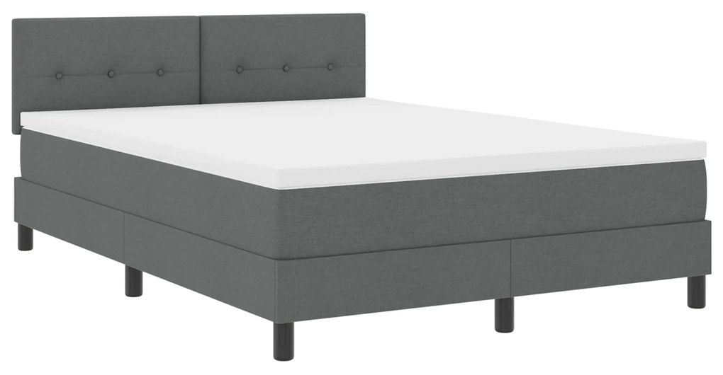 Cama Box Spring com Colchão Cinza Escuro 140x190 cm Tecido