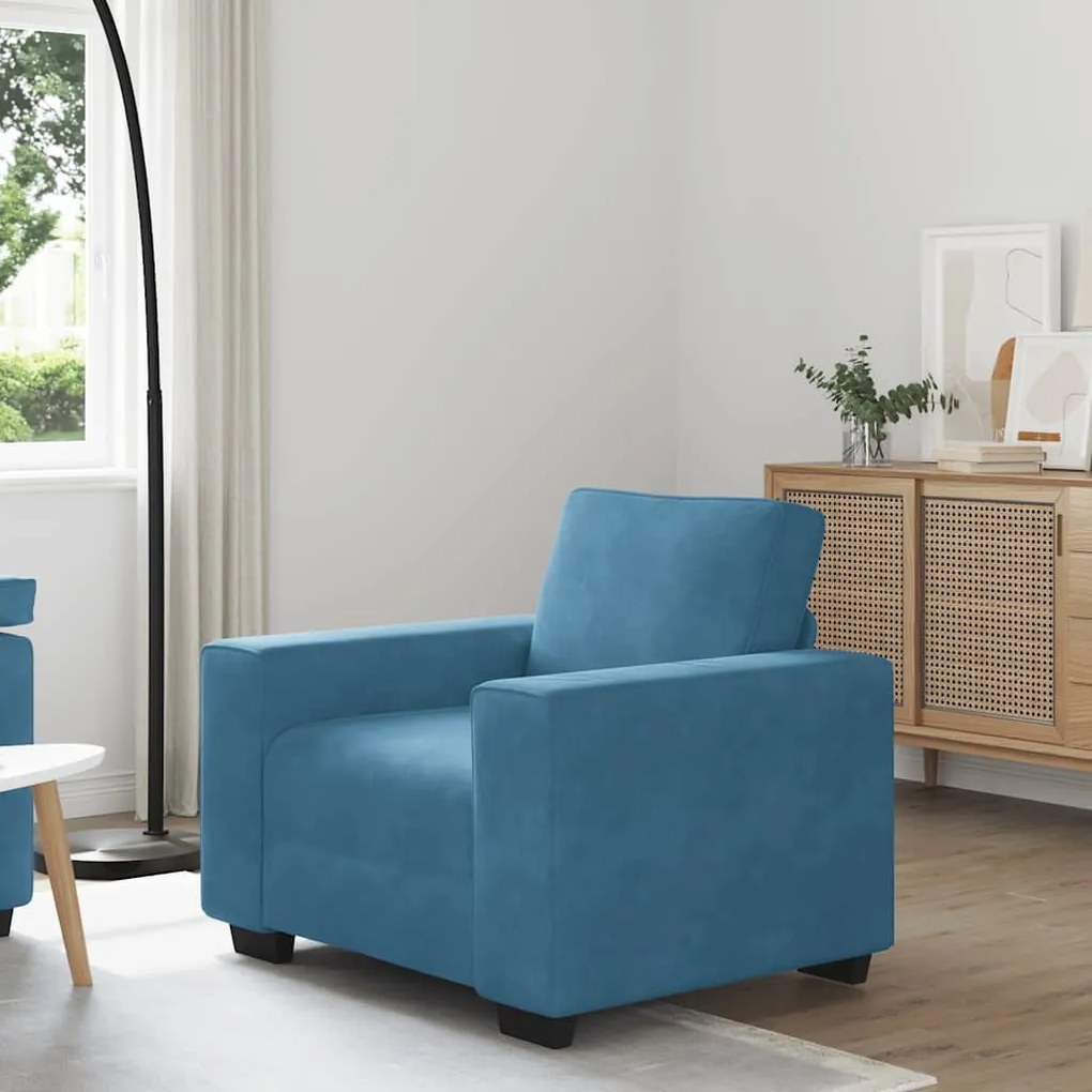 vidaXL Poltrona 60 cm veludo azul