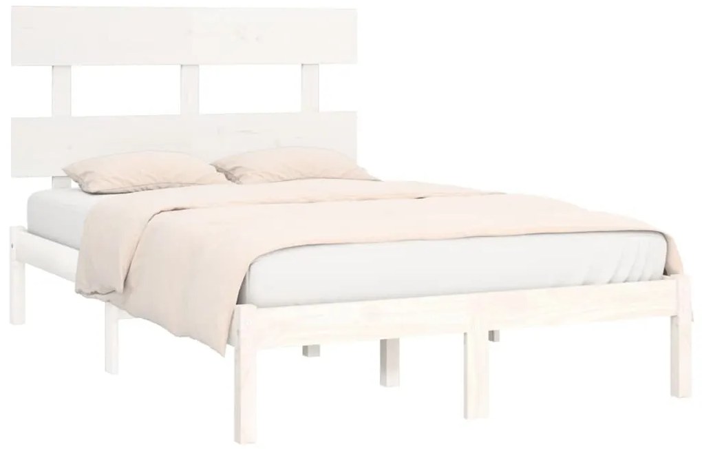 Estrutura de cama 160x200 cm madeira maciça branco