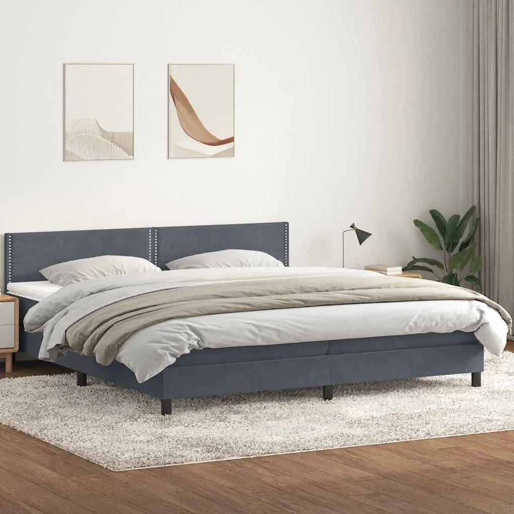 vidaXL Cama com molas colchão 200x210 cm veludo cinzento-escuro