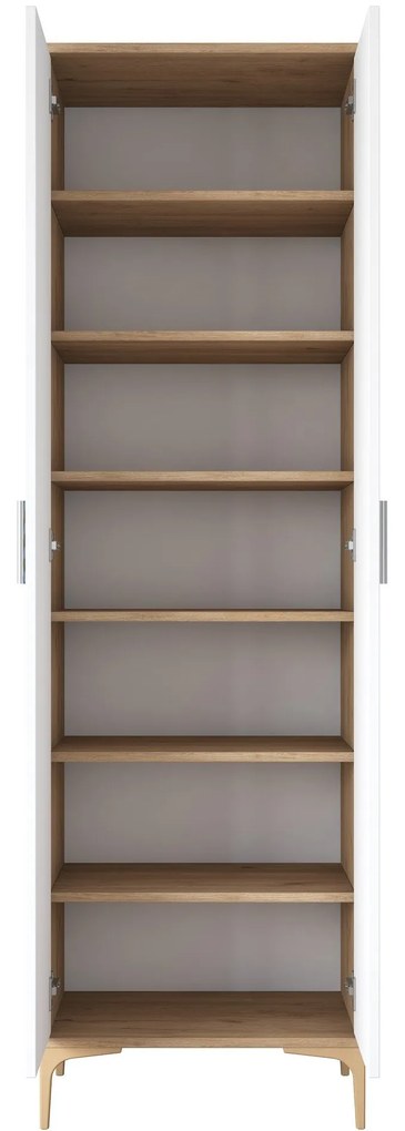 Armário Multiusos JE102 – Nogueira e Branco – 60x198,6x37,5 cm