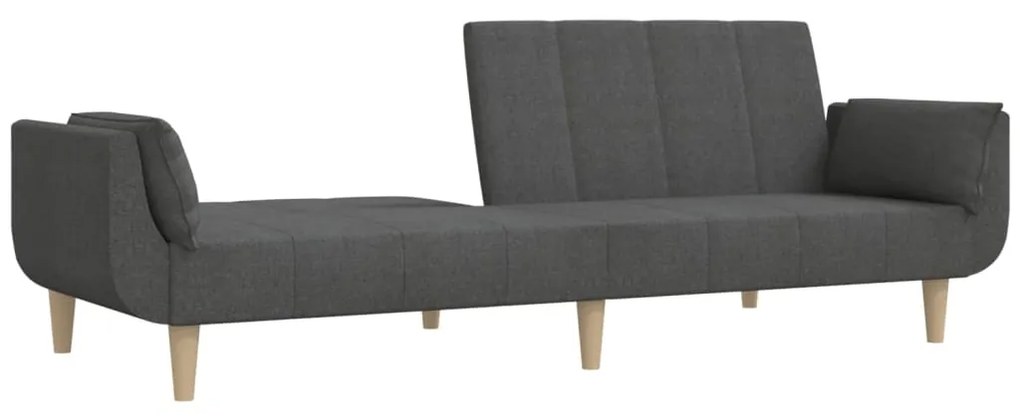 Sofá-cama 2 lugares com duas almofadas tecido cinzento-escuro