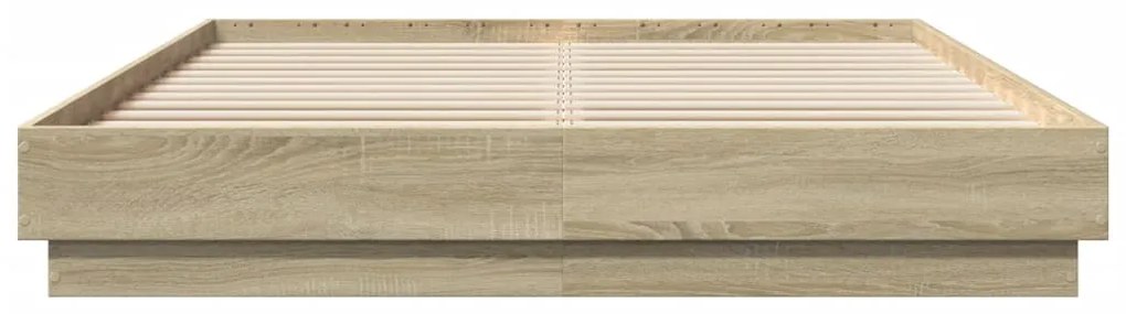 Estrutura de cama com luzes LED 160x200 cm carvalho sonoma