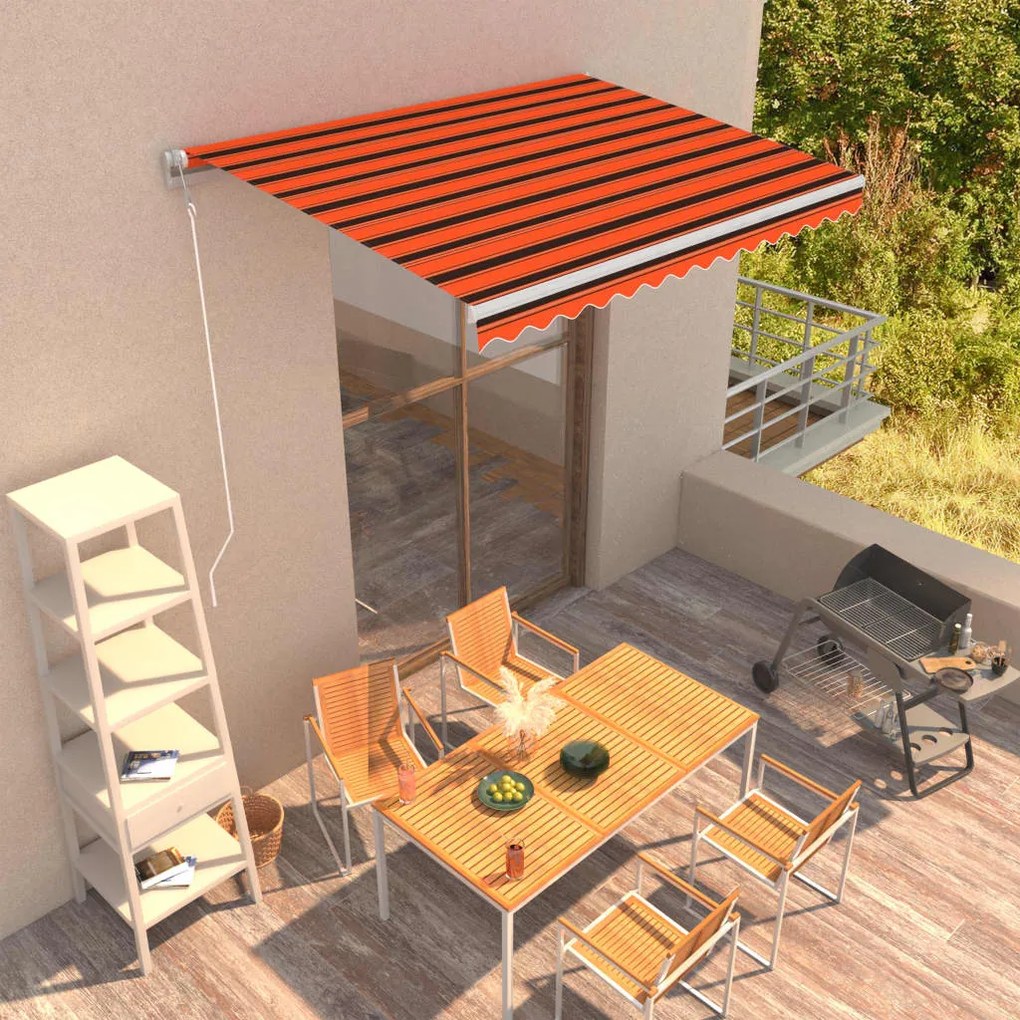 vidaXL Toldo retrátil automático 350x250 cm laranja e castanho