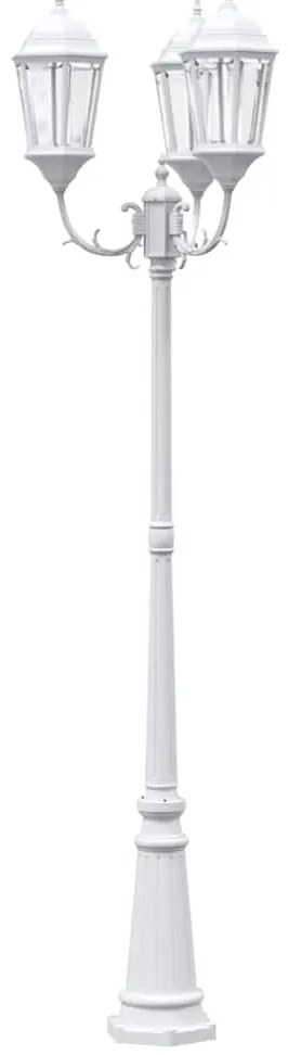 Poste de Luz de Jardim 3-Lâmpadas E27 Branco 235 cm Alumínio