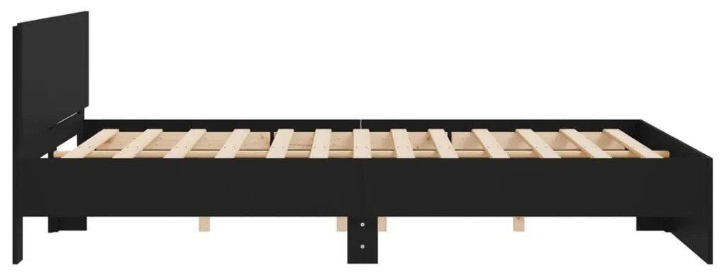 Estrutura de cama com cabeceira 200x200 cm preto