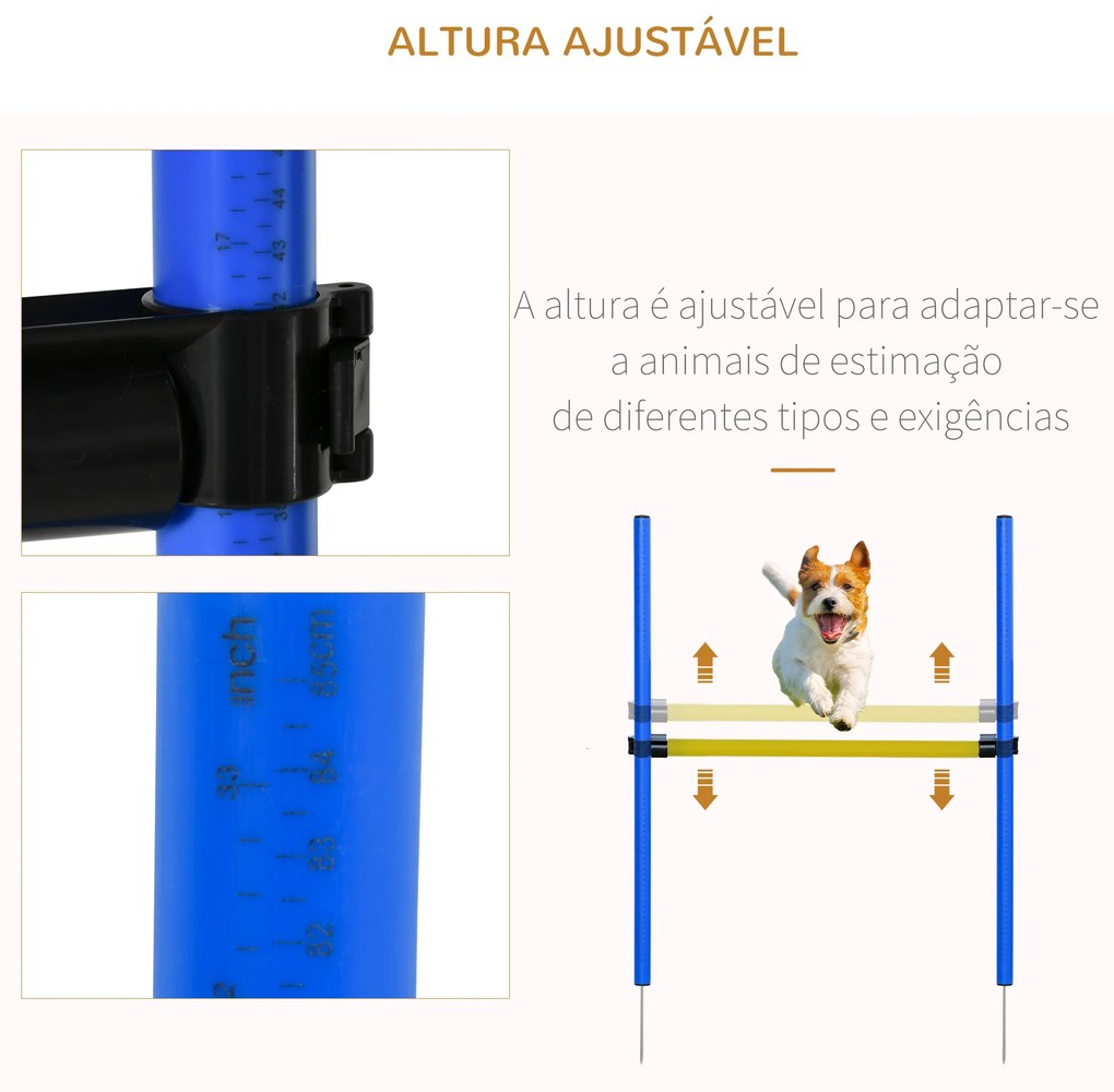 Treino de Agilidade para Cães Obstáculos de Salto para Cães com Altura Ajustável Túnel e Bolsa de Transporte Azul