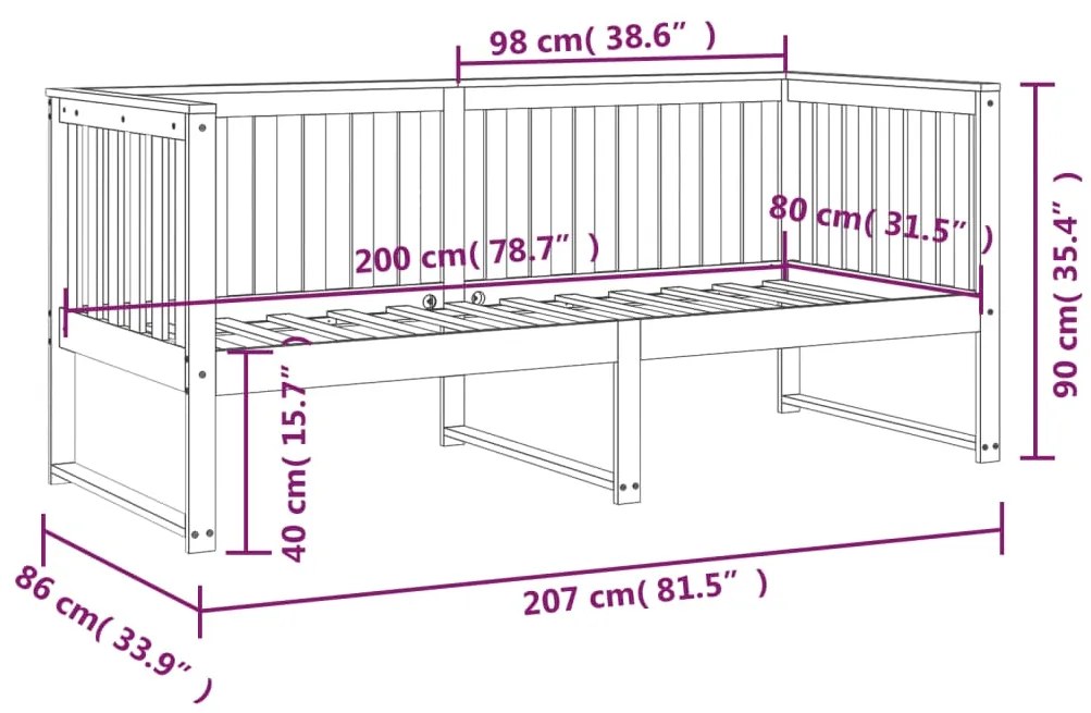 Sofá-cama 80x200 cm madeira de pinho maciça castanho mel