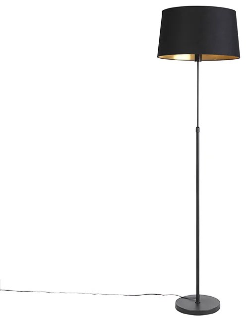 Candeeiro de pé preto com abajur preto 45 cm ajustável - Parte Clássico / Antigo