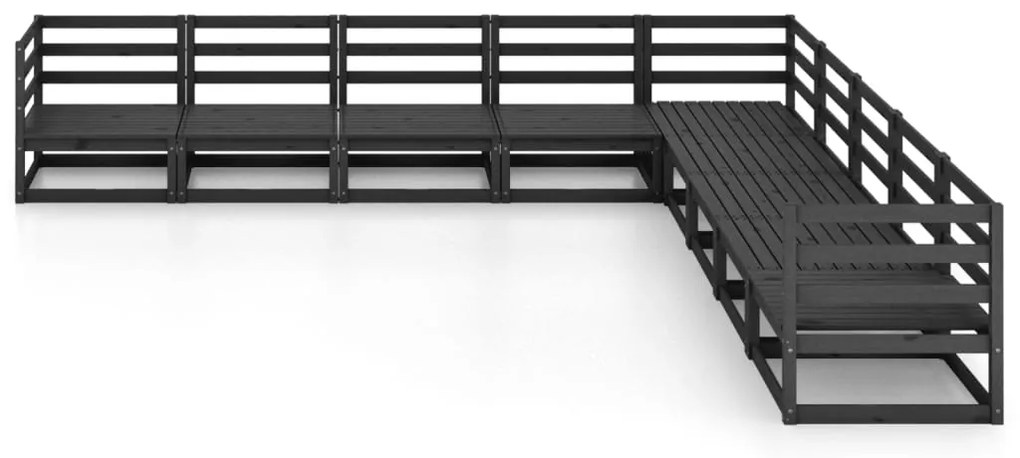 9 pcs conjunto lounge de jardim pinho maciço preto
