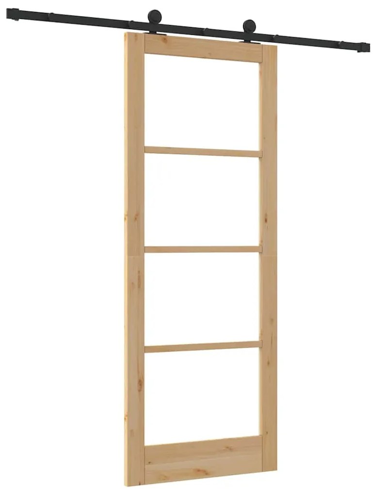 Porta Deslizante com Hardware 'ORKDAL'Madeira Maciça e Vidro