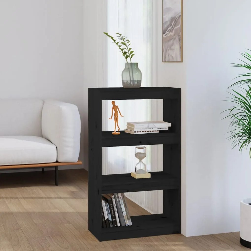 vidaXL Estante/divisória 60x30x103,5 cm pinho maciço preto