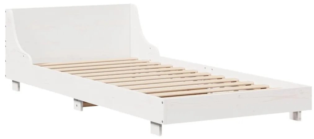 Cama sem colchão 75x190 cm madeira de pinho maciça branco