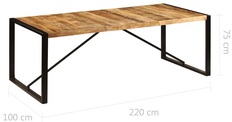 Mesa de jantar madeira de mangueira maciça 220x100x75 cm