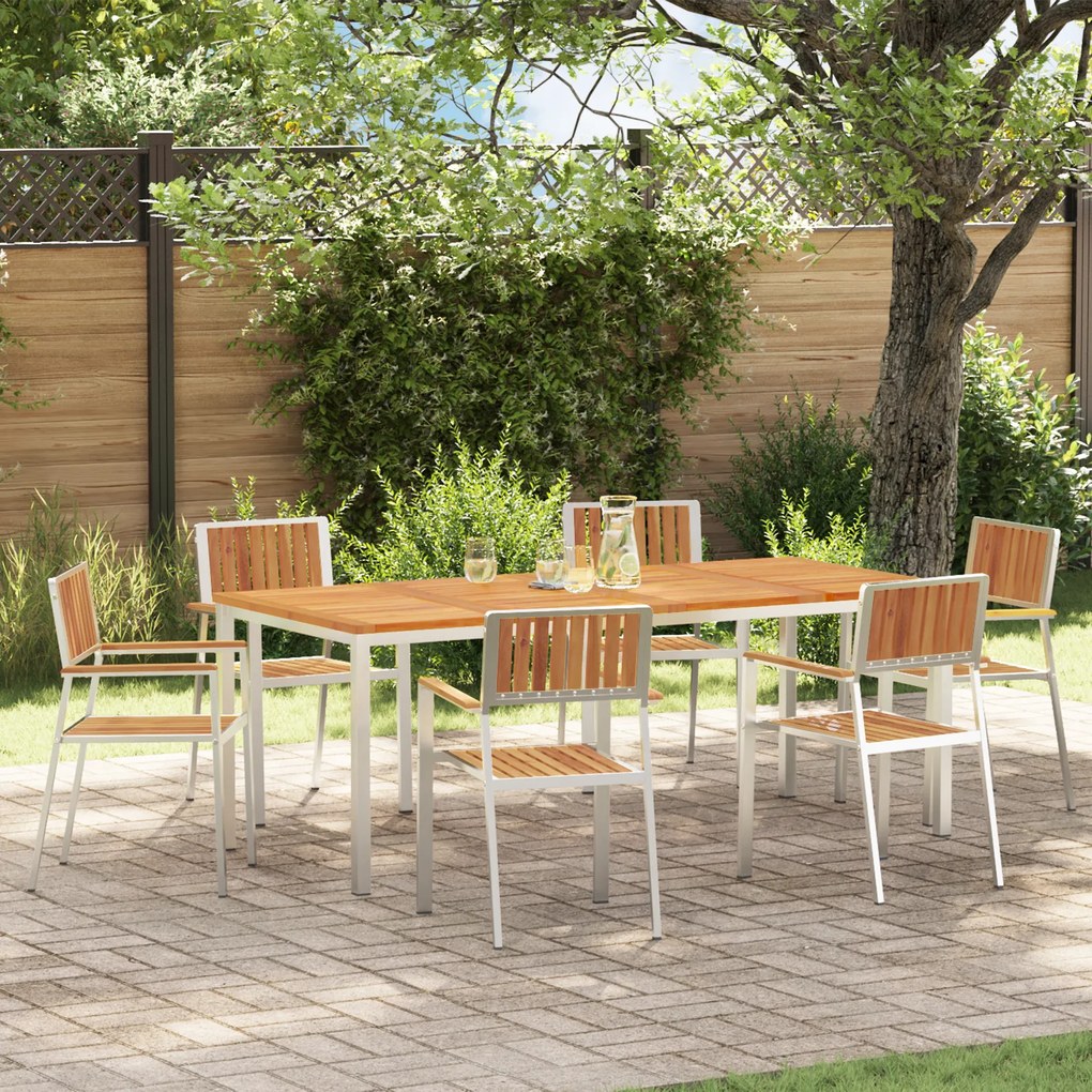 Conjunto de Jantar Jardim vidaXL 7 Peças Madeira Maciça de Acácia