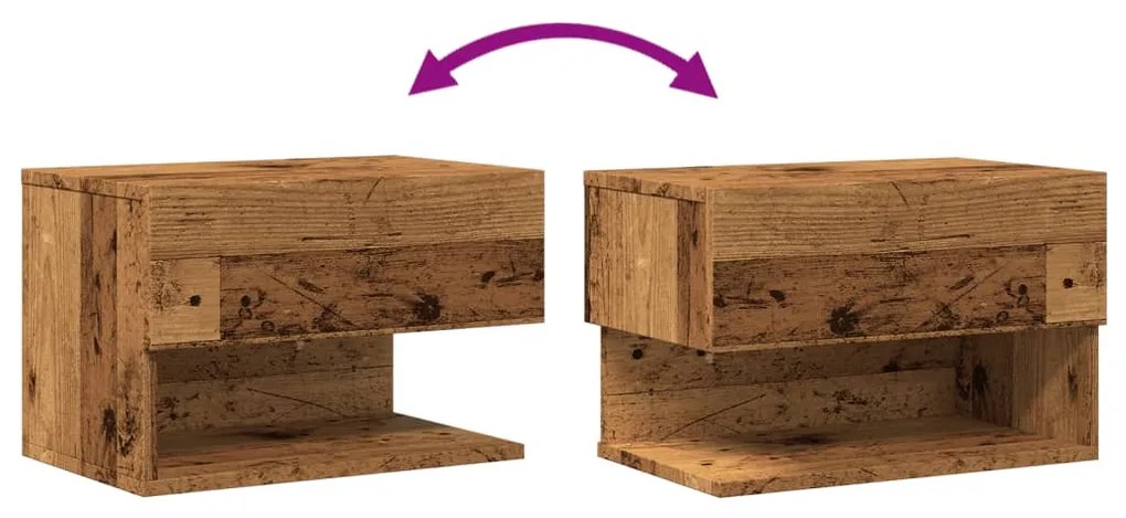 Mesa de cabeceira de parede madeira velha