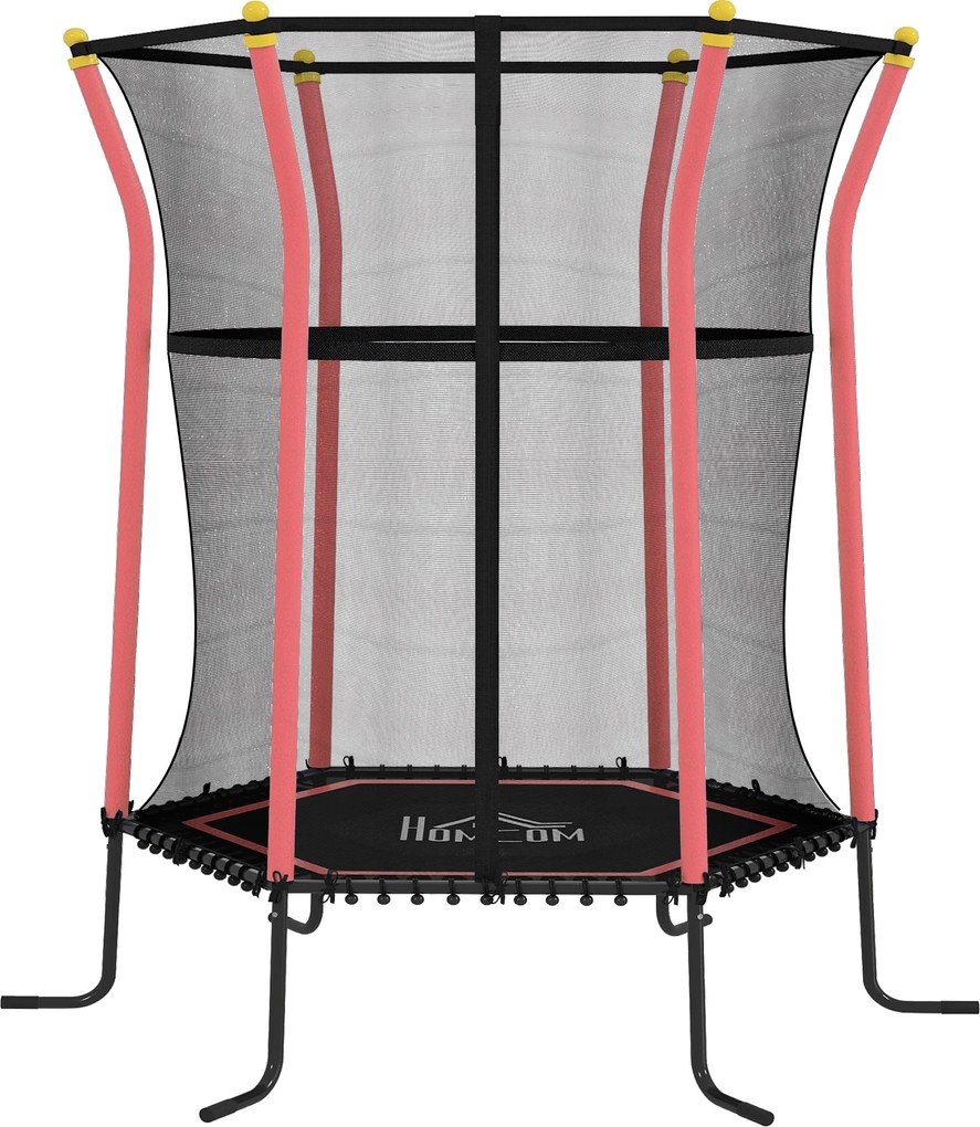 HOMCOM Trampolim Criança com Rede de Segurança e Estrutura de Aço para Interiores e Exteriores Carga 50kg Ø163,5x190 cm Vermelho | Aosom Portugal