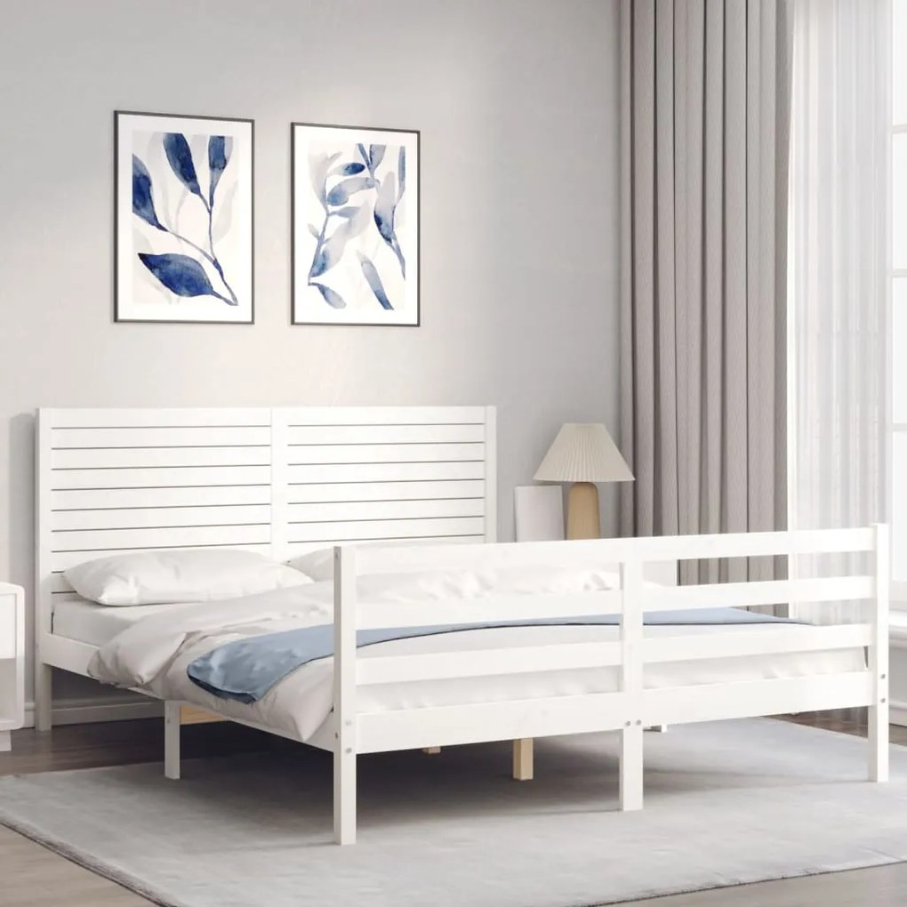 Estrutura de cama com cabeceira 160x200 cm madeira maciça