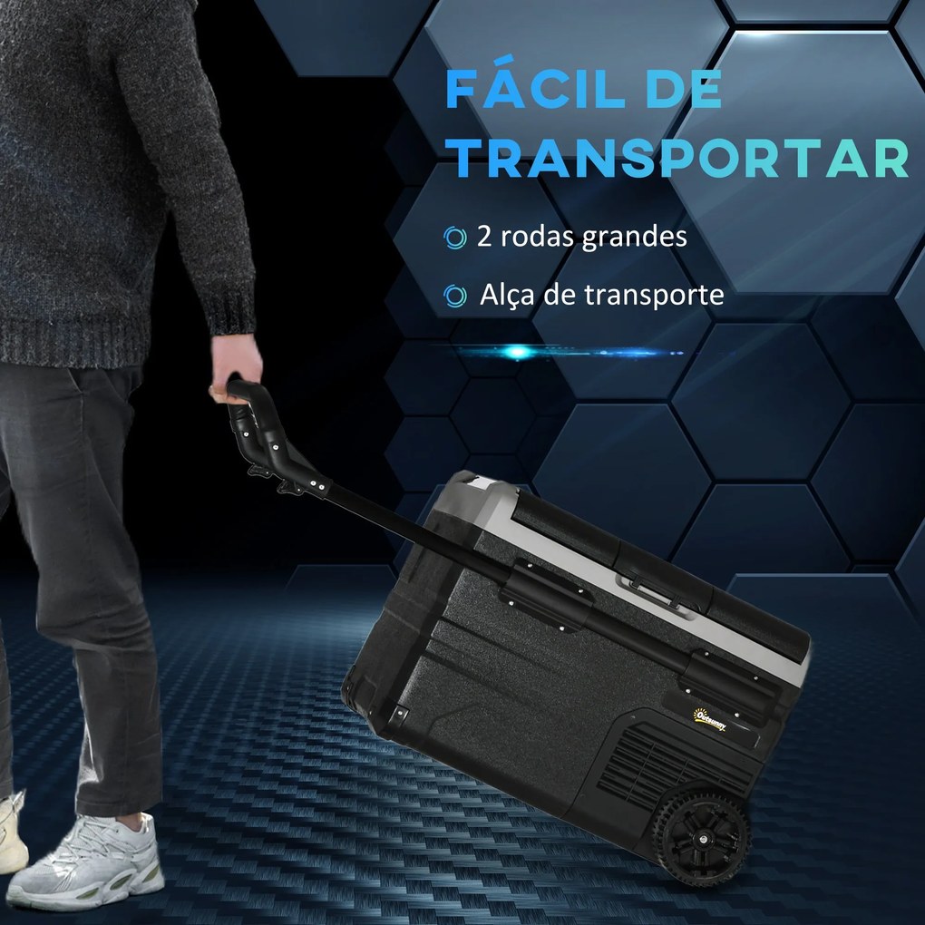 Geleira Elétrica de Compressor Portátil 45L Geleira de Carro CC 12V/24
