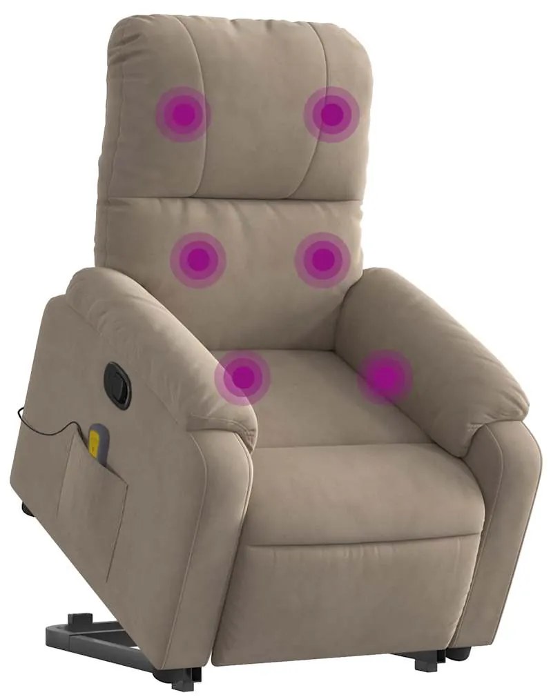 Poltrona de massagens reclinável microfibra cinza-acastanhado