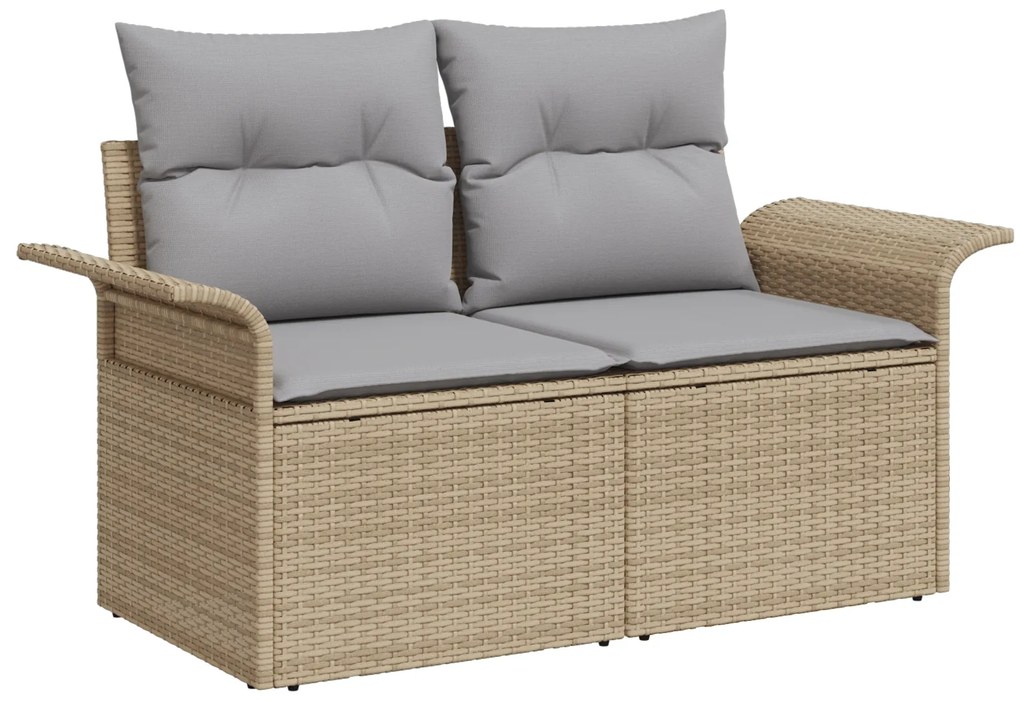 Conjunto de Sofás de Jardim com Almofadas Bege Rattan Polipropileno