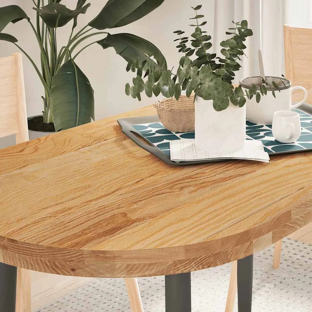 vidaXL Tampo de mesa 120x60x4 cm carvalho maciça oval castanho-claro