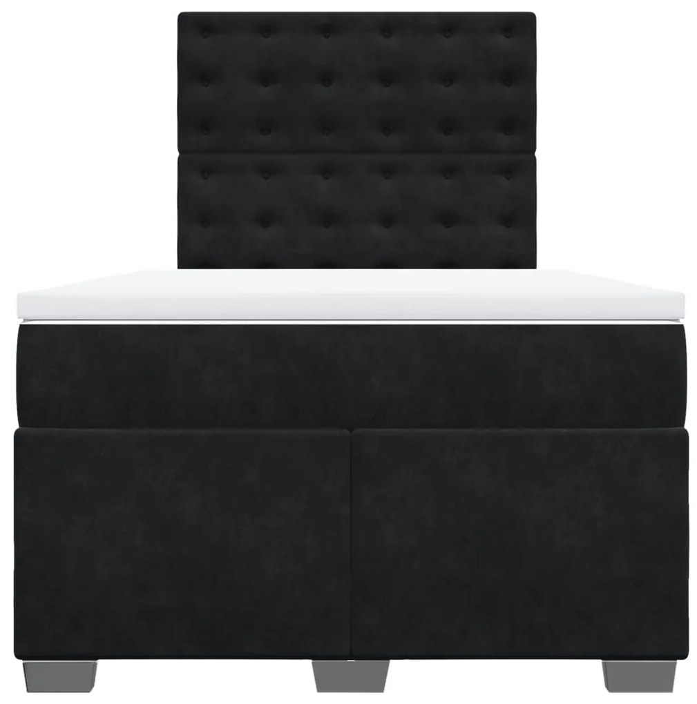 Cama boxspring com colchão 120x200 cm veludo preto