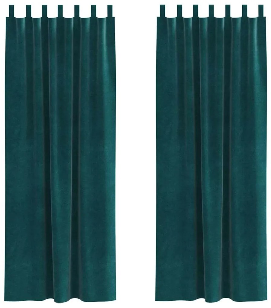 Cortinas Blackout vidaXL com Laços de Suspensão 2 pcs Verde Escuro Vel