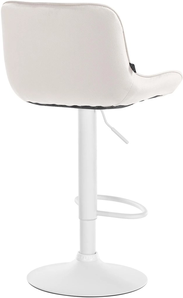 Banco alto em veludo com estrutura branca 85-106 x 49 x 51 cm cor creme