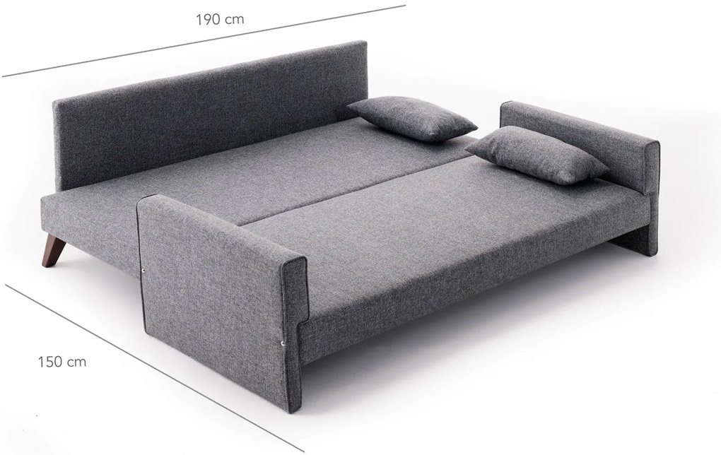 Sofá-Cama de 3 Lugares Bella – Cinzento – 208 x 85 x 81 cm