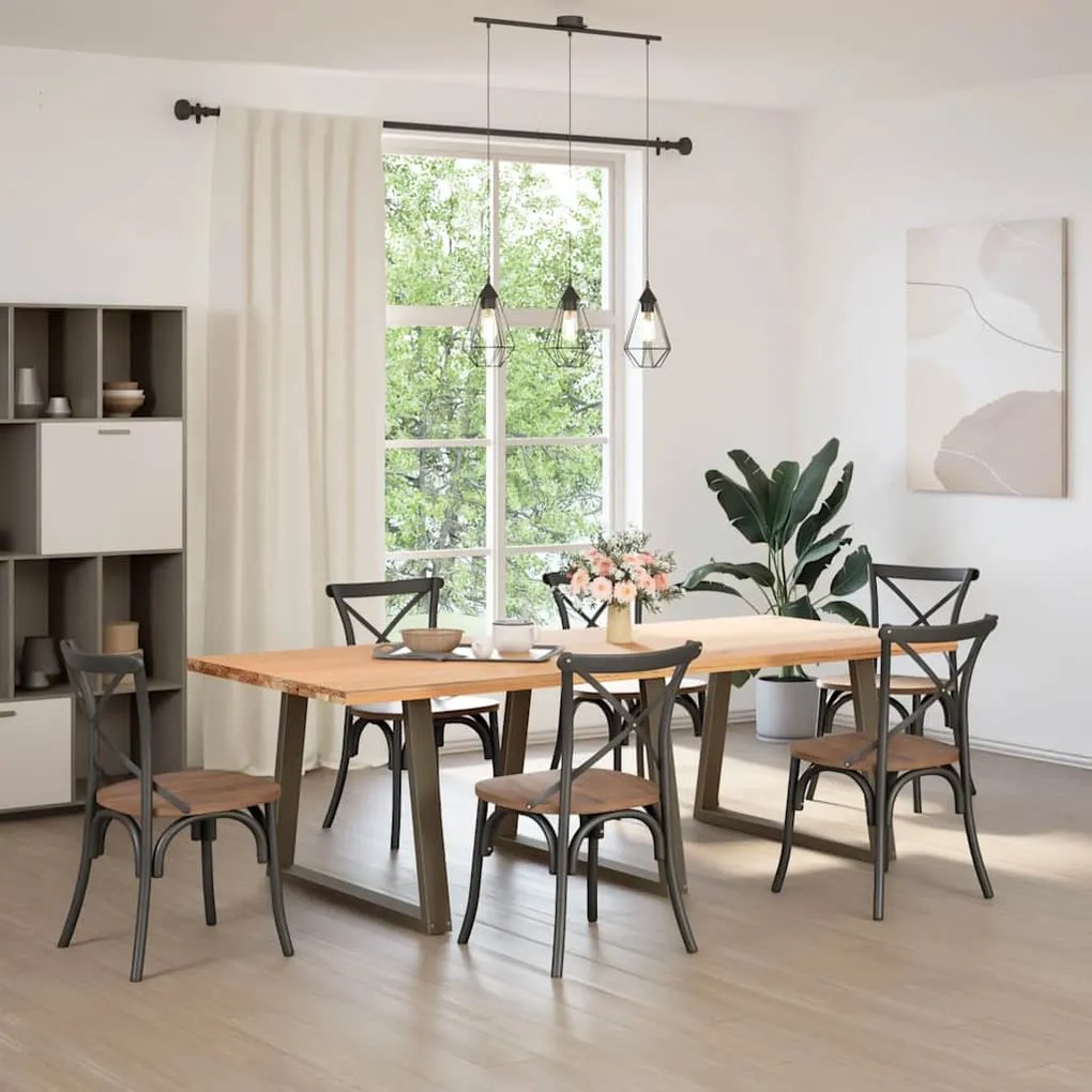 Pés para mesa de jantar em formato de V, 3 peças, aço natural, 100x(72
